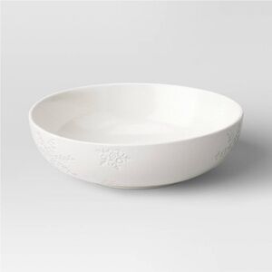 NWT Threshold White Embossed Large Stoneware Bowl